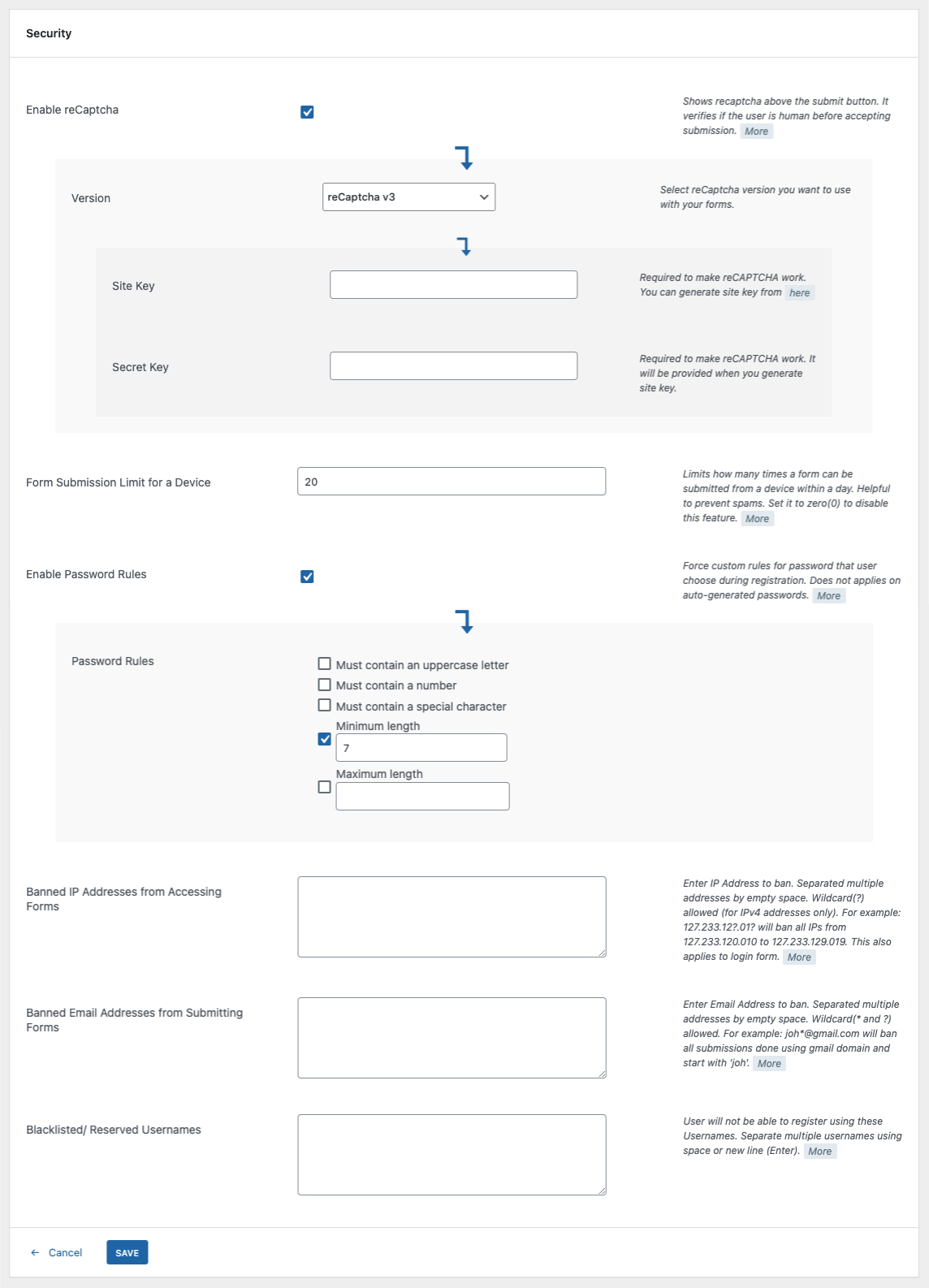 RegistrationMagic reCaptcha Setting