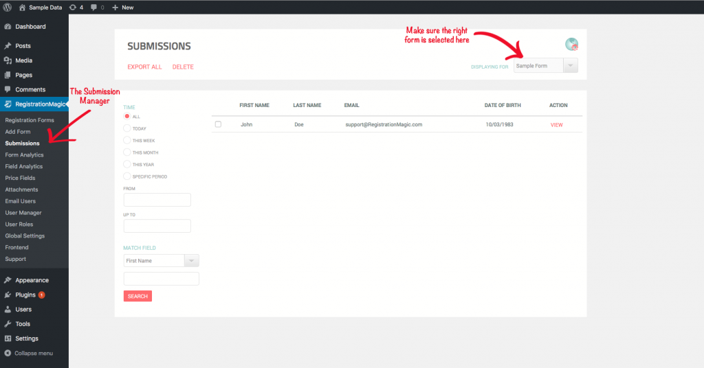 Export WordPress Registration Forms Data - 2