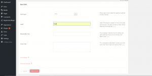 date picker field of WordPress form options