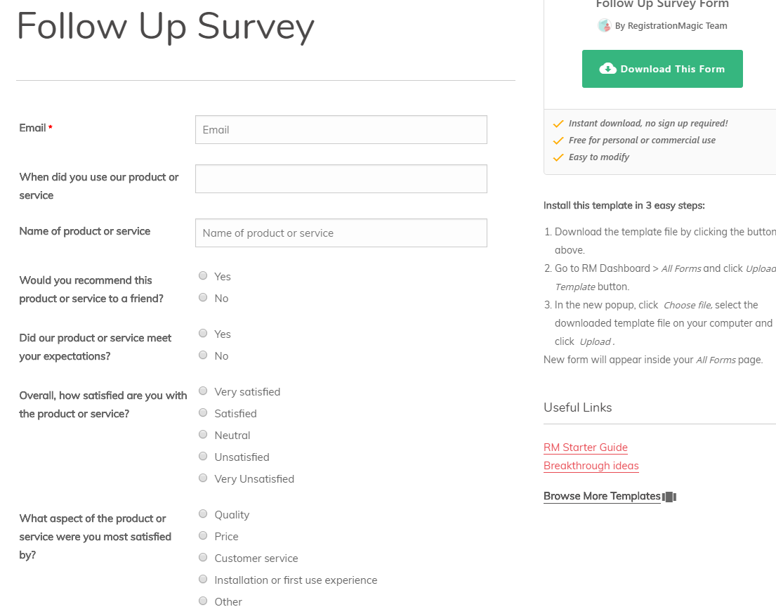 Summer Camp Registration forms follow up survey