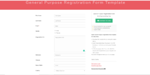 WordPress Registration Page Template registration form