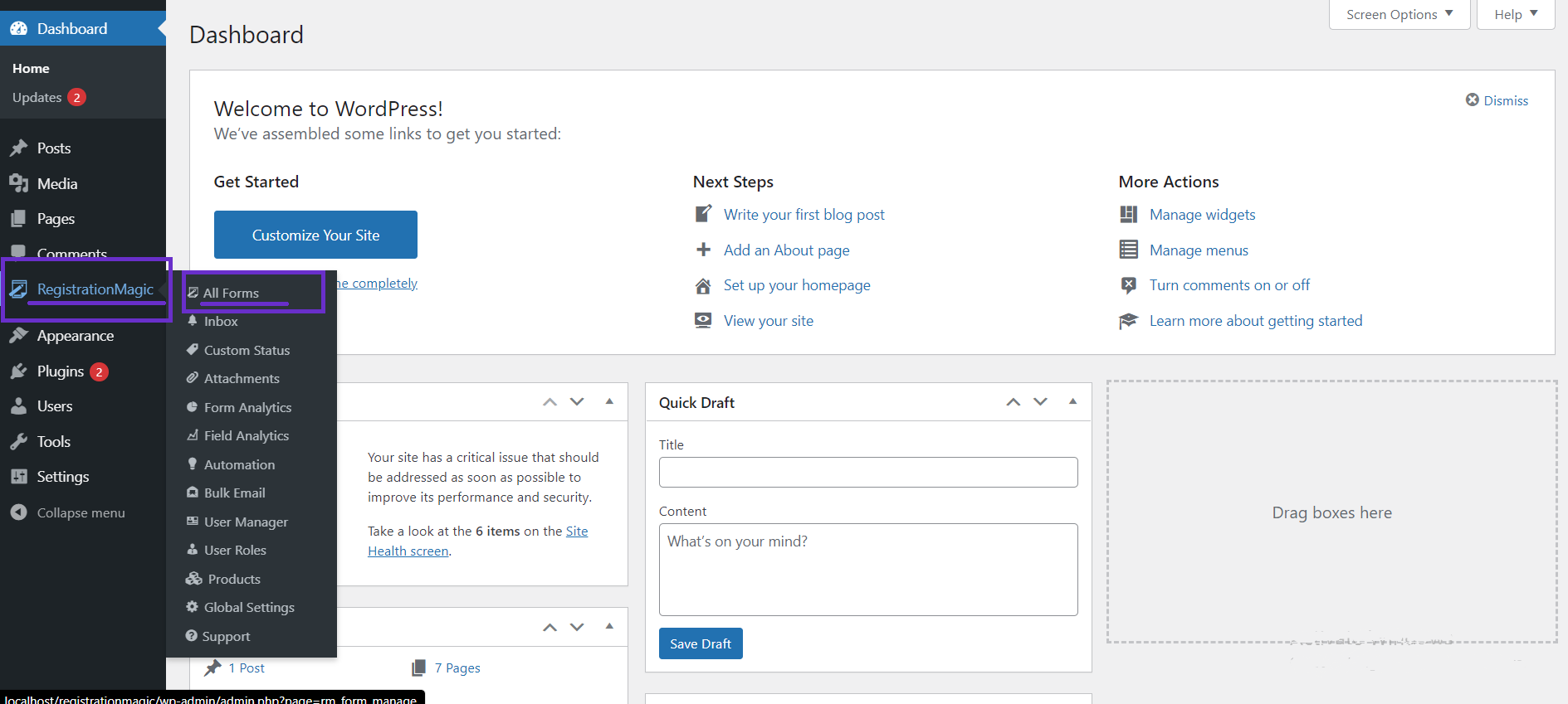 First step to create a patient registration form