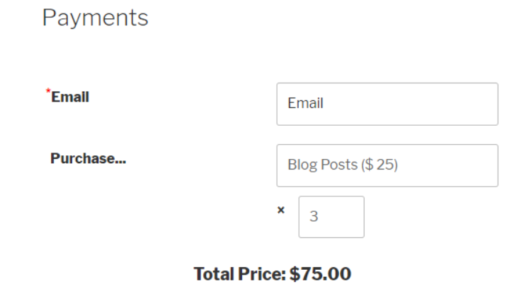 form in WordPress payments