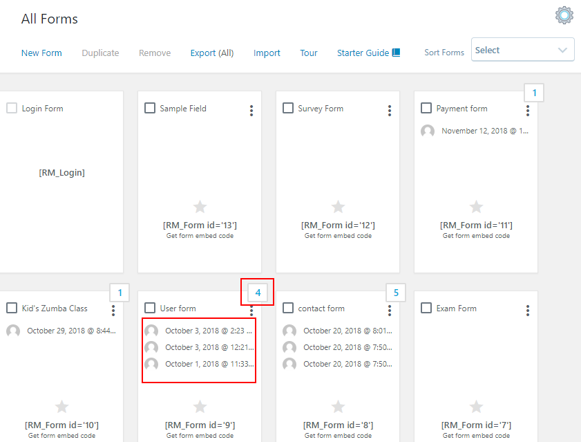 all forms WordPress Form Submission