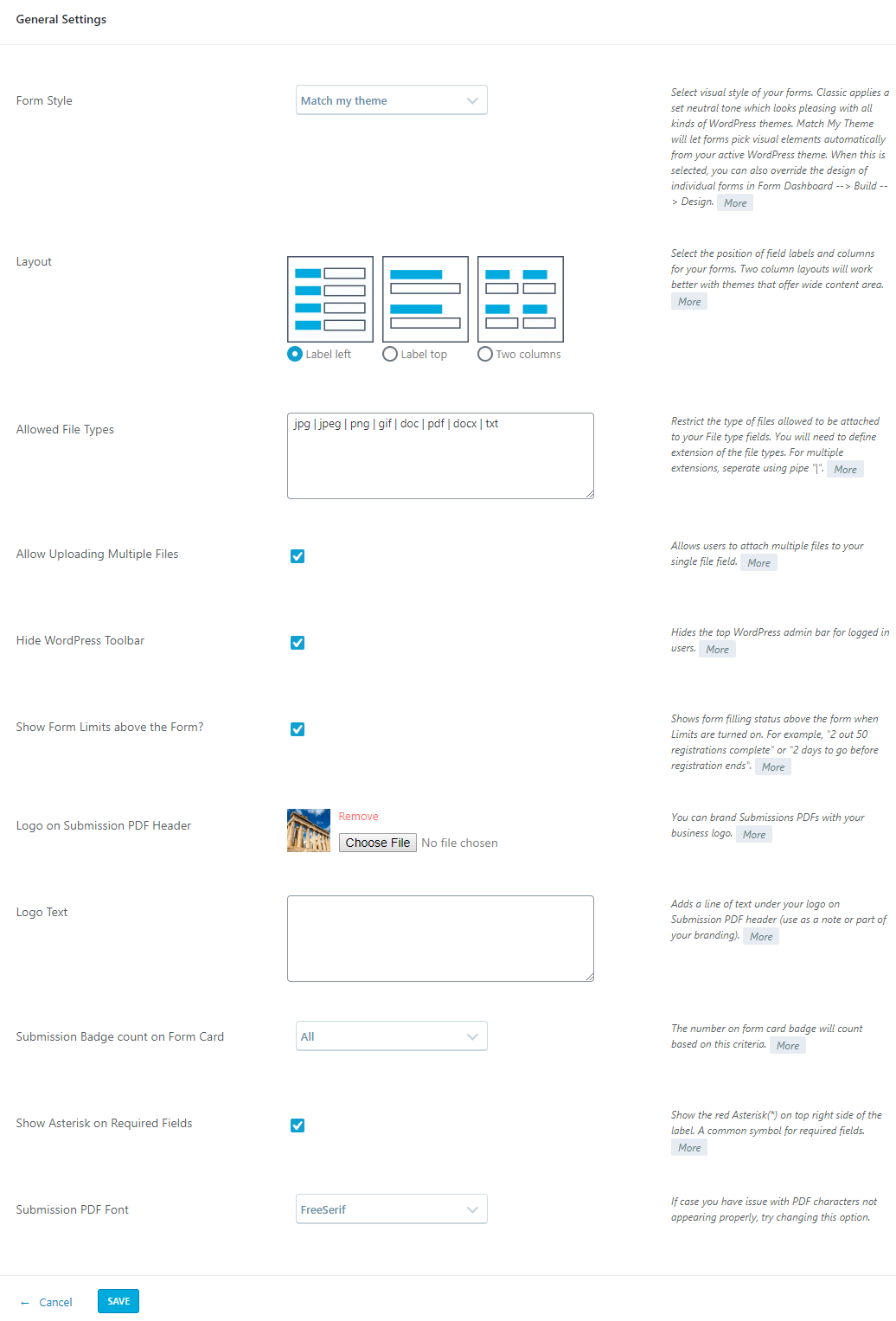 general settings default wordpress registration form