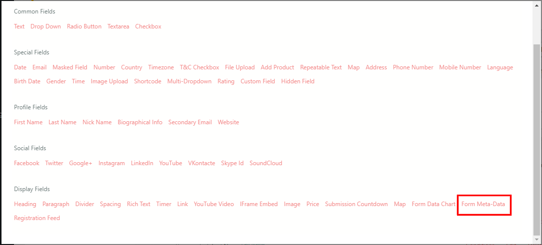 Add Metadata to WordPress Form custom fields