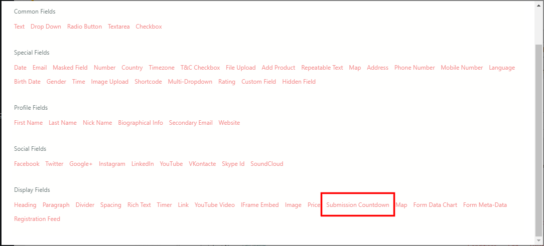 Submission Countdown in WordPress form fields