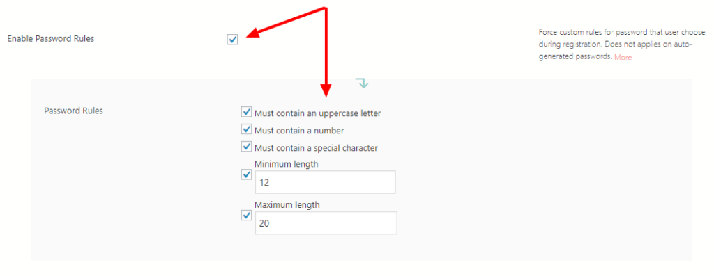 Force Strong Password on WordPress Users password rule settings