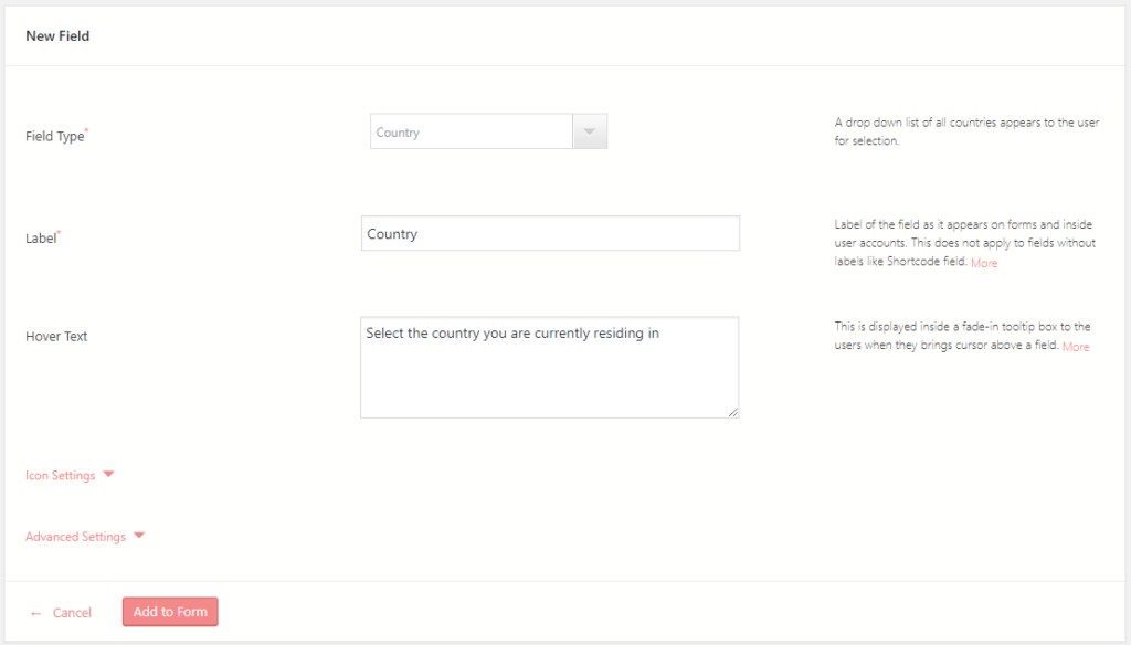 WordPress Contact Form Country Field