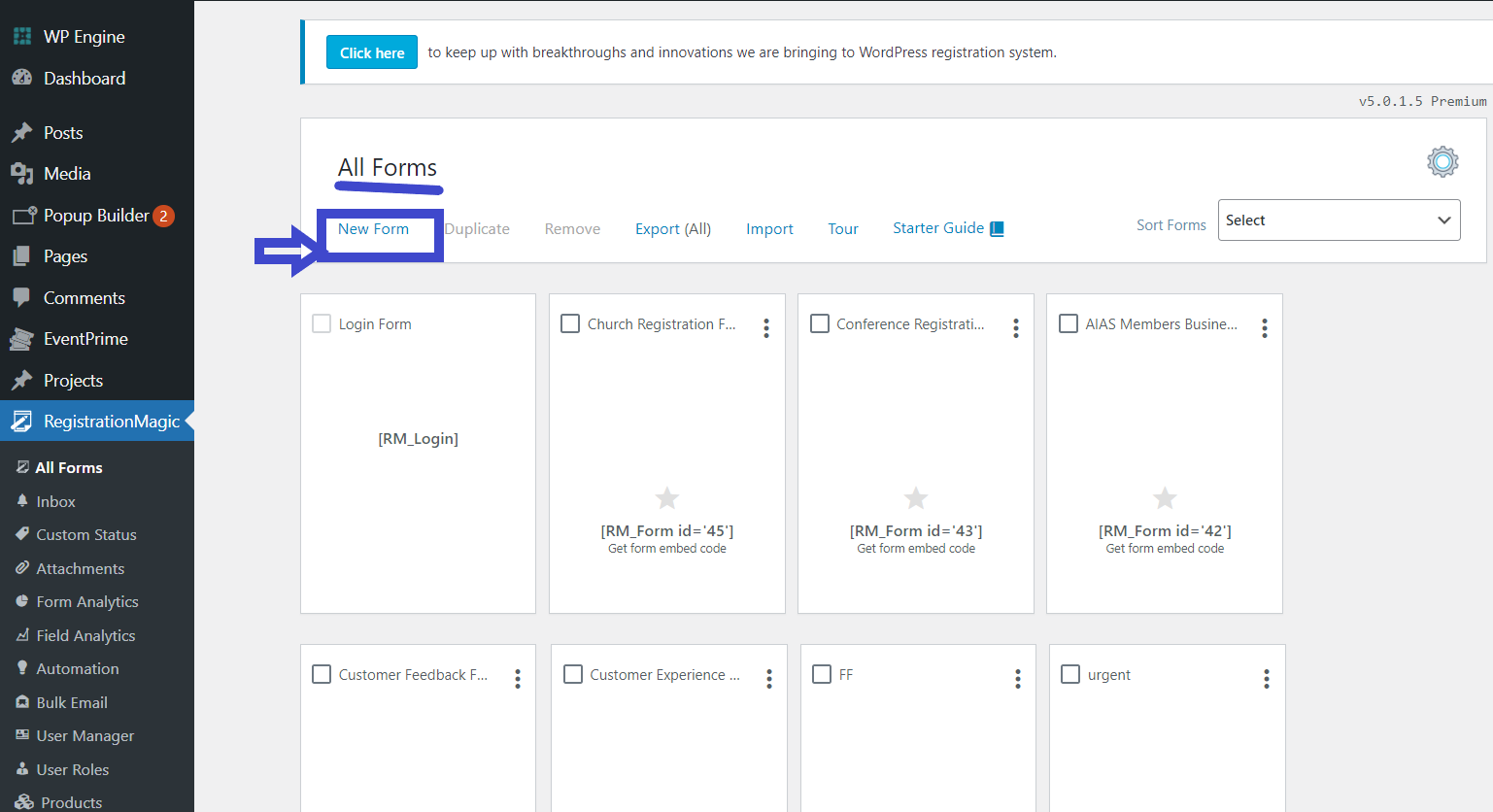 user registration form