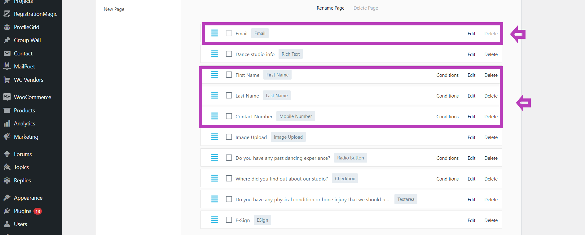 Basic form fields