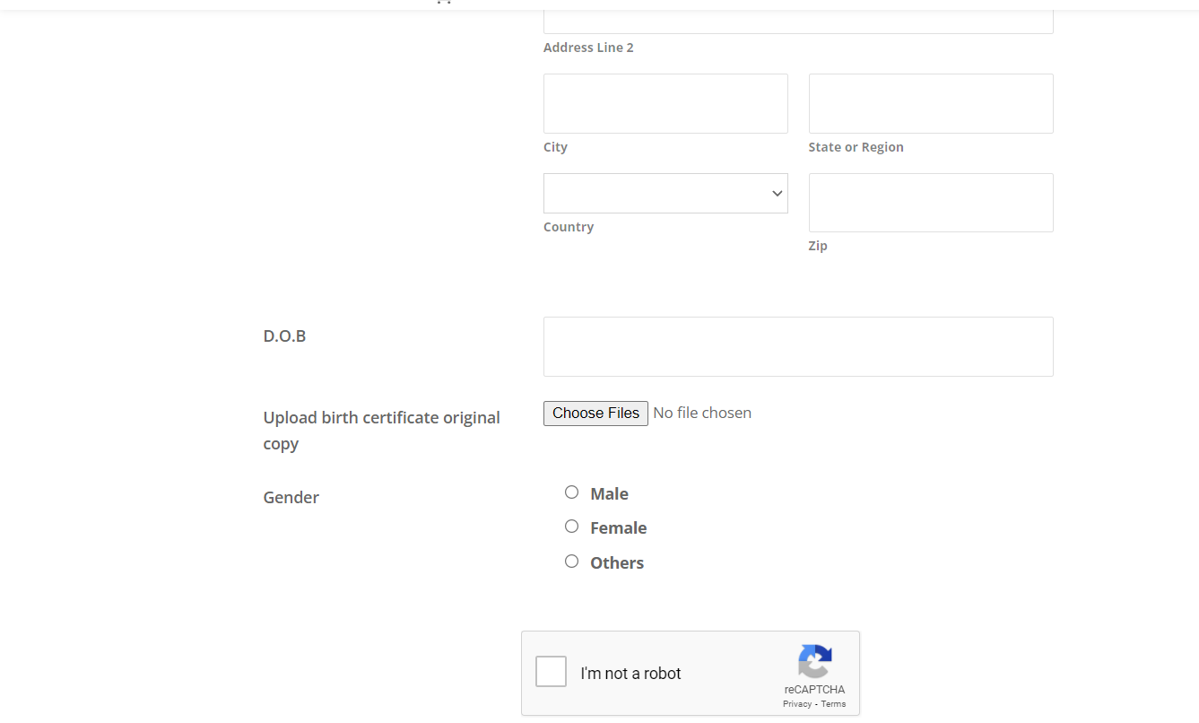 Preschool registration form built with RegistrationMagic