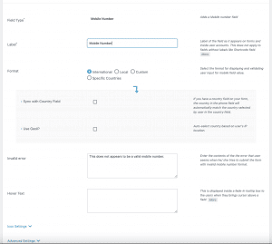 Mobile Number field