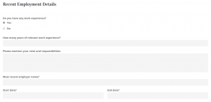 Create a job application form - Employment frontend