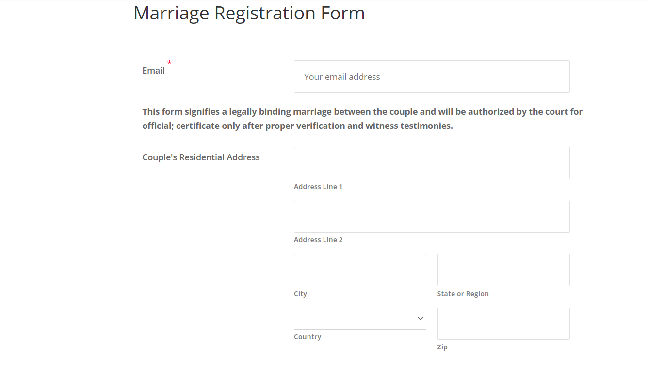 marriage registration form sample