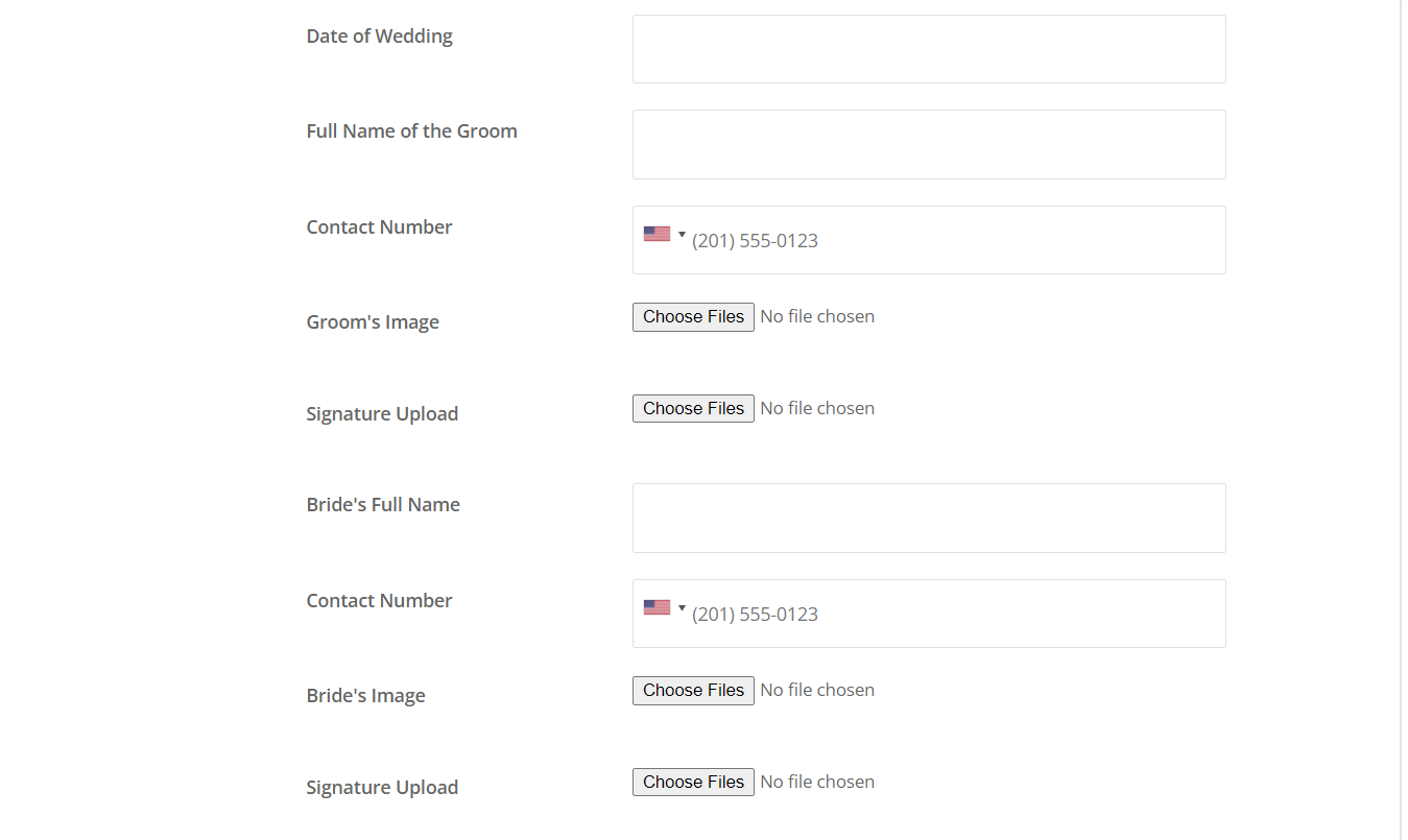 marriage registration form sample