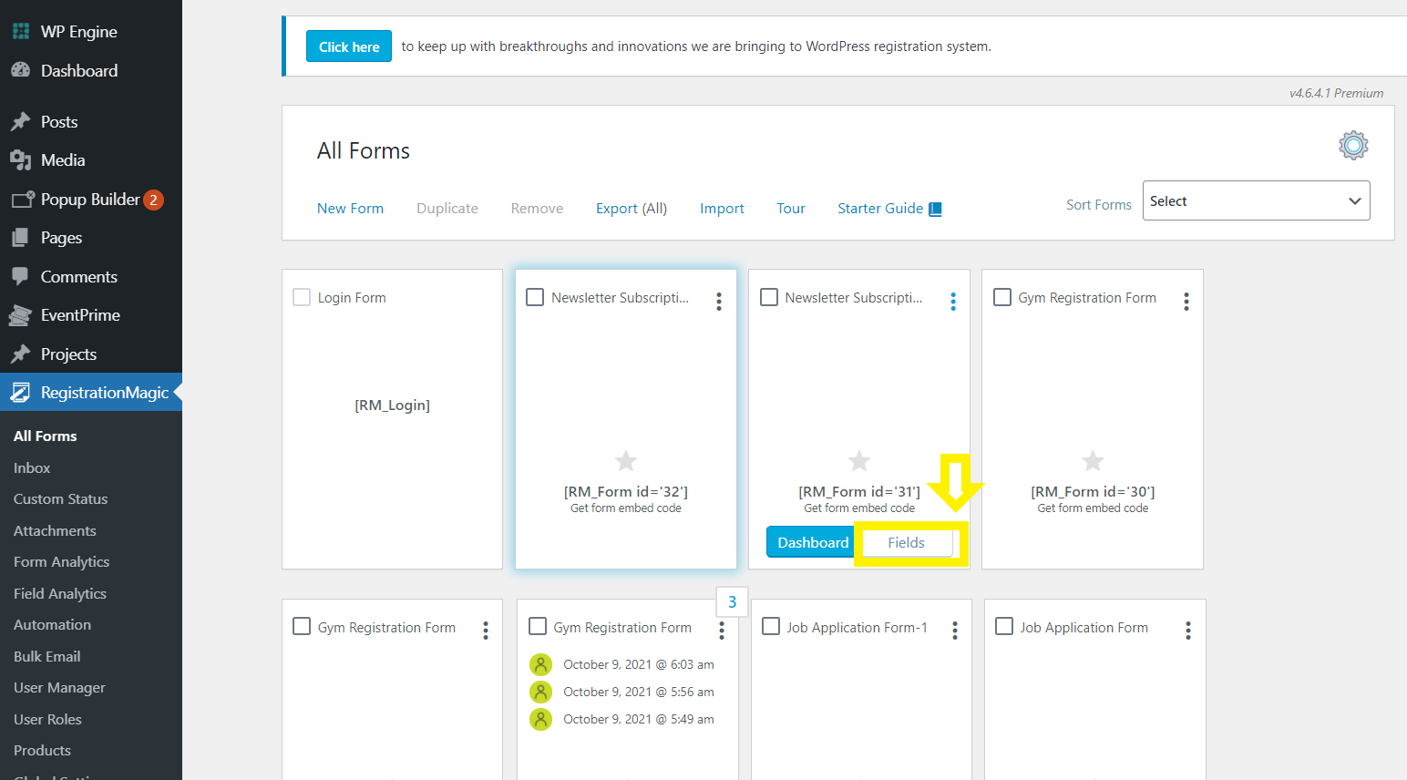 newsletter fields