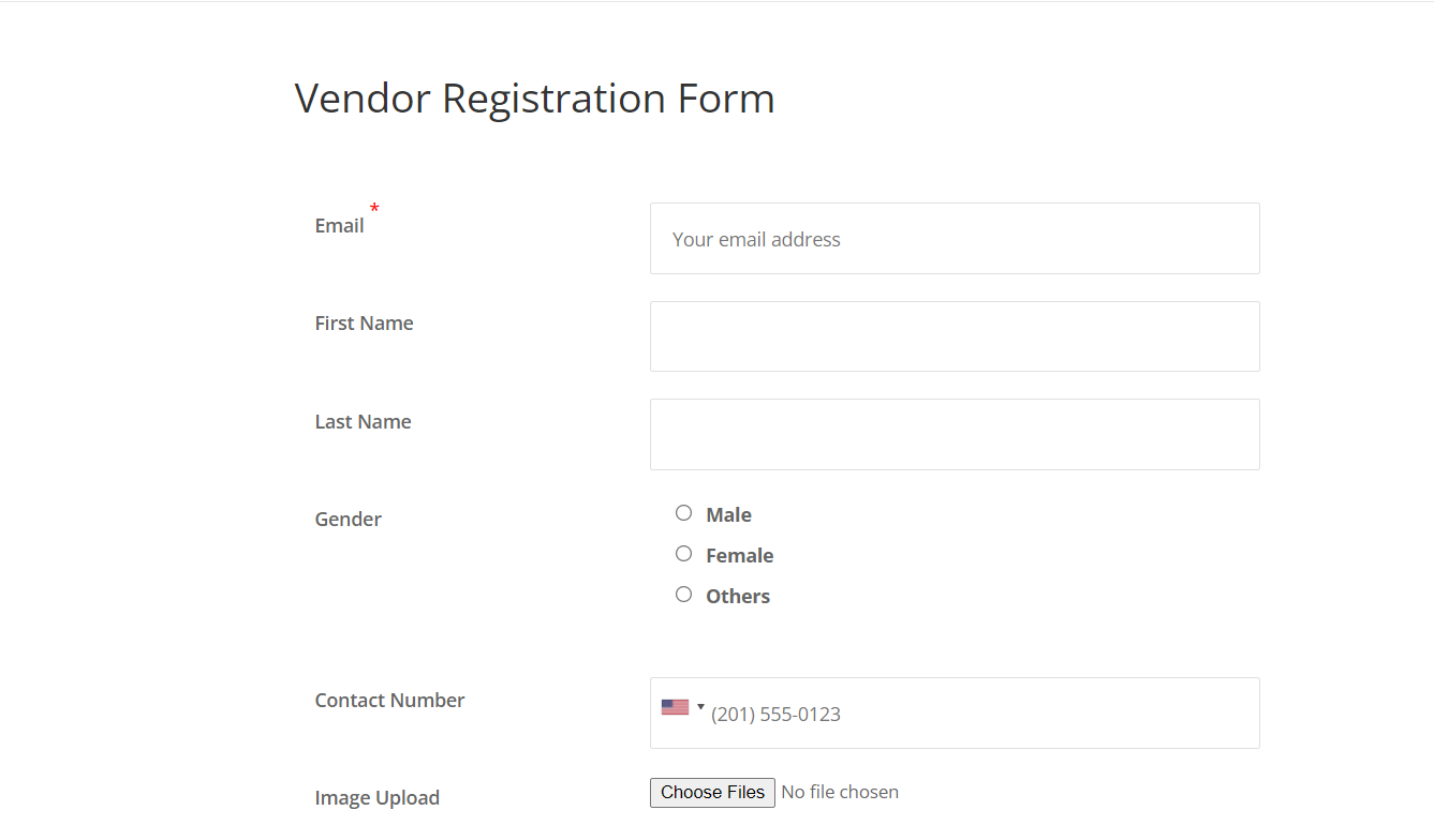 vendor registration form RegistrationMagic