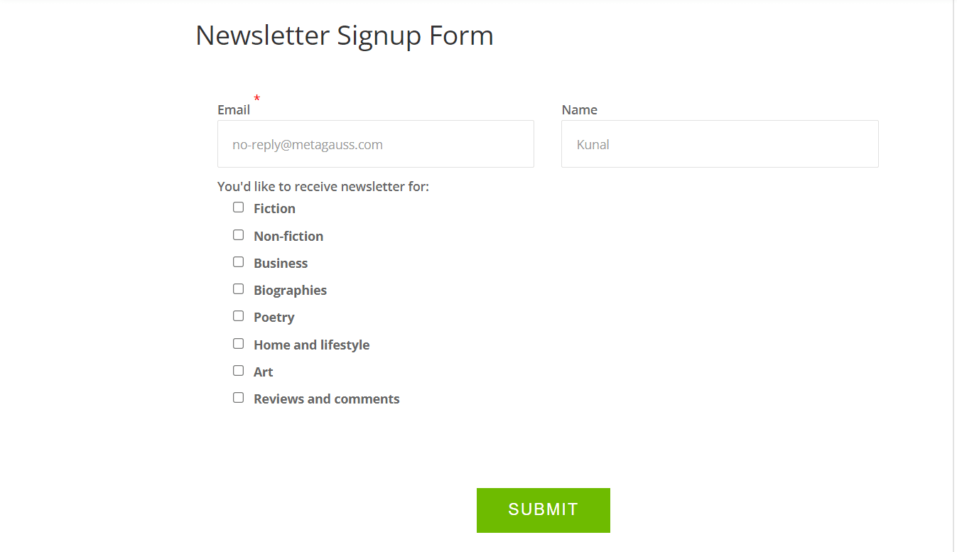 newsletter signup form