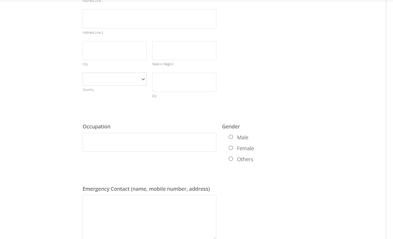 advanced gym registration form