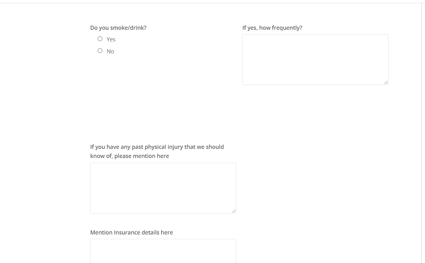 advanced gym registration form