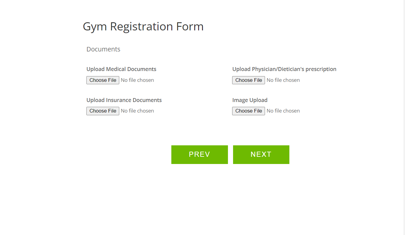 advanced gym registration form