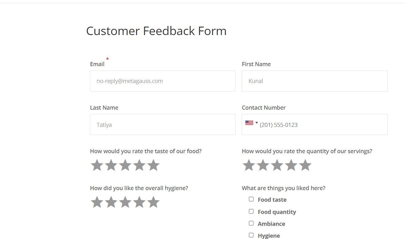 customer feedback form