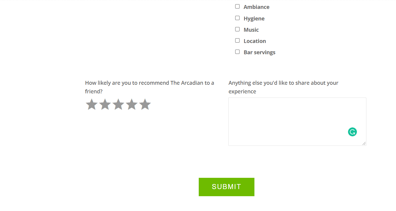 customer feedback form