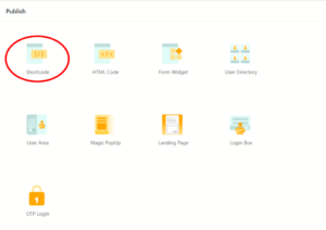 WordPress Shortcode publish section