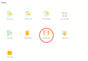 Landing Pages publish section