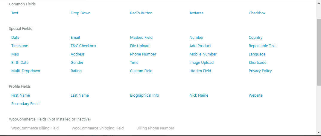 custom fields default wordpress registration form