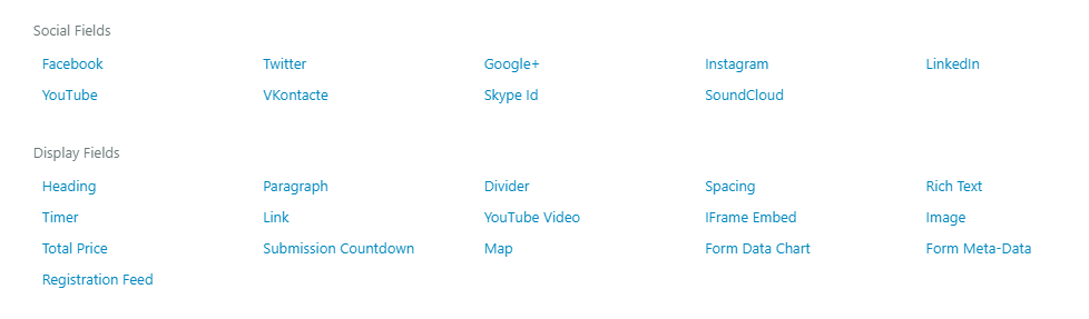 common fields default wordpress registration form