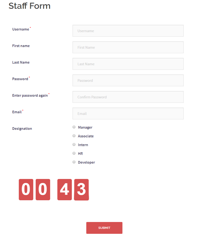 space between WordPress form fields form before