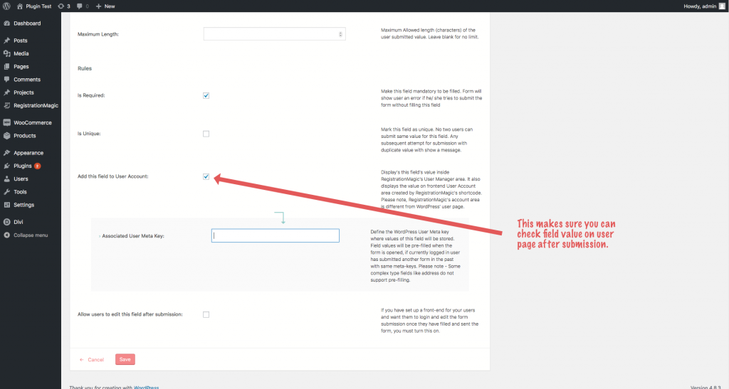 Configuring custom field for WooCommerce checkout form